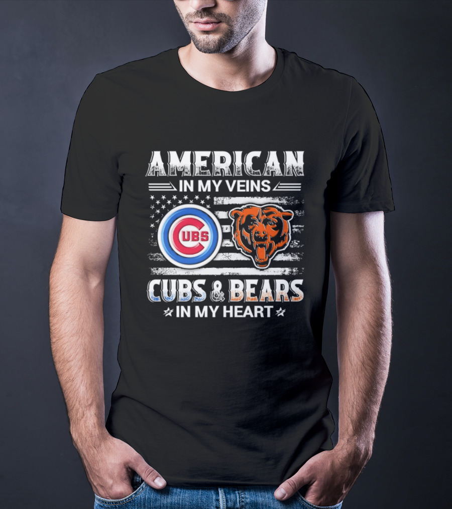 American In My Veins Cubs Bears In My Heart T-Shirt
