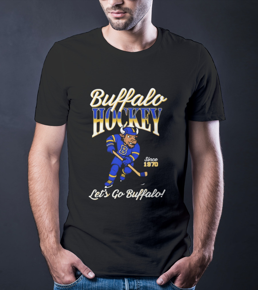 Buffalo Hockey Let's Go Buffalo Since 1970 Blue Bull T-Shirt
