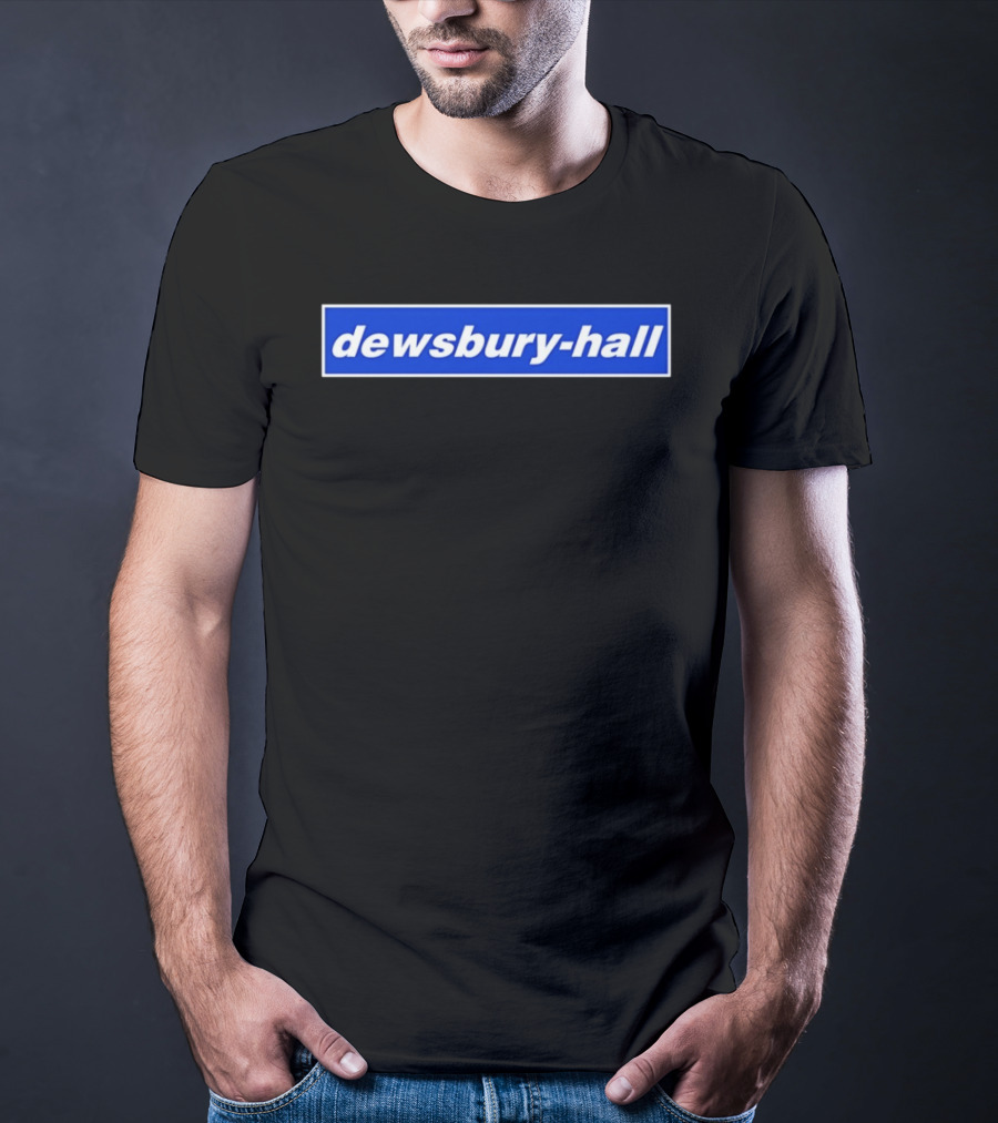 Dewsbury Hall Bold White Text On Blue T-Shirt