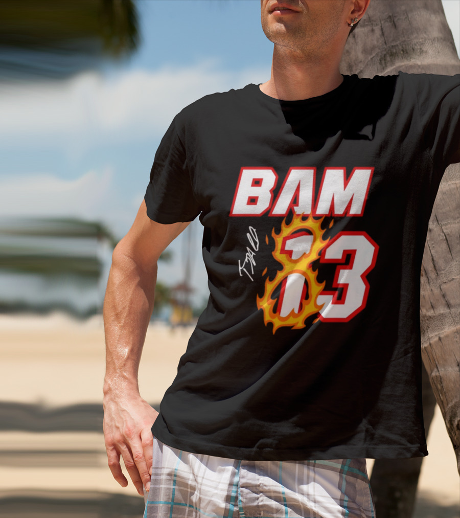 Bam Adebayo Miami Heat BAM 13 Flaming Signature T-Shirt