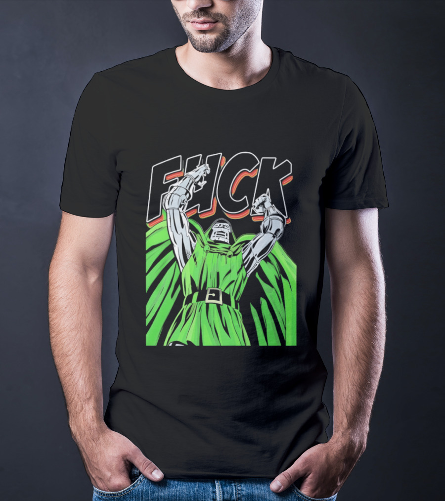 Dr Doom Green Cape Comic Style F**K T-Shirt