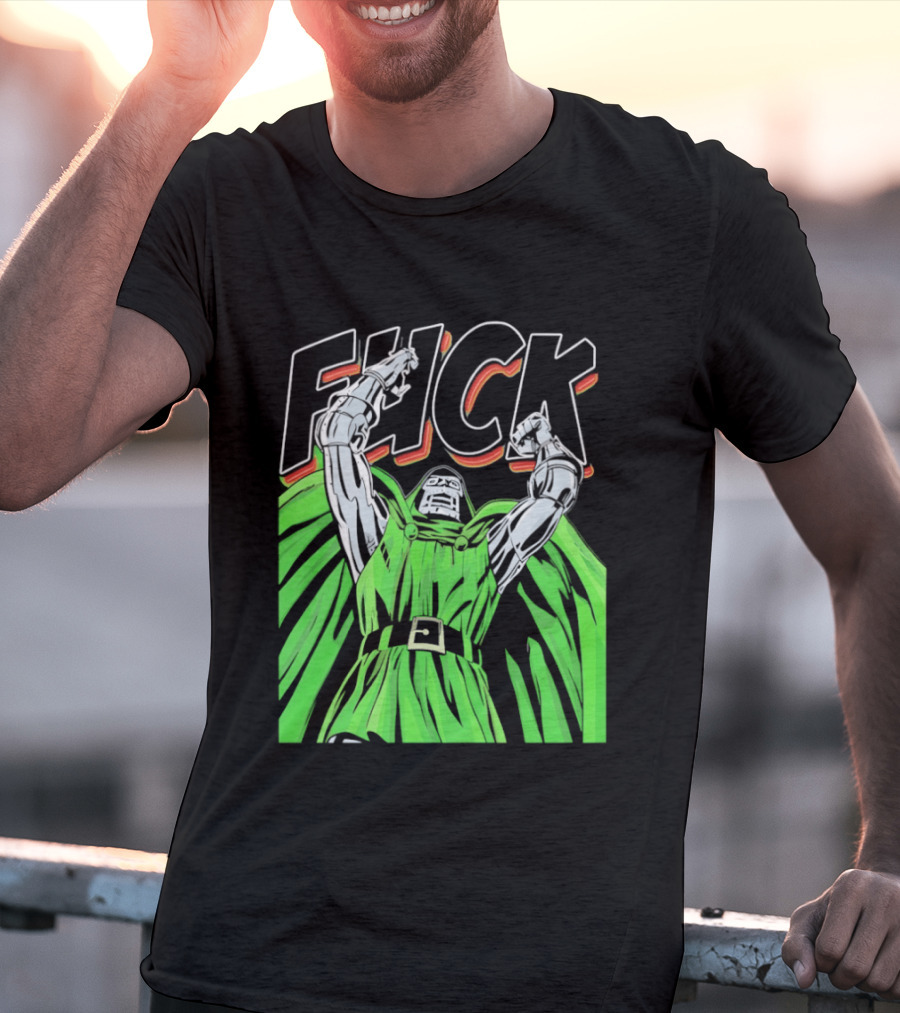 Dr Doom Green Cape Comic Style F**K T-Shirt
