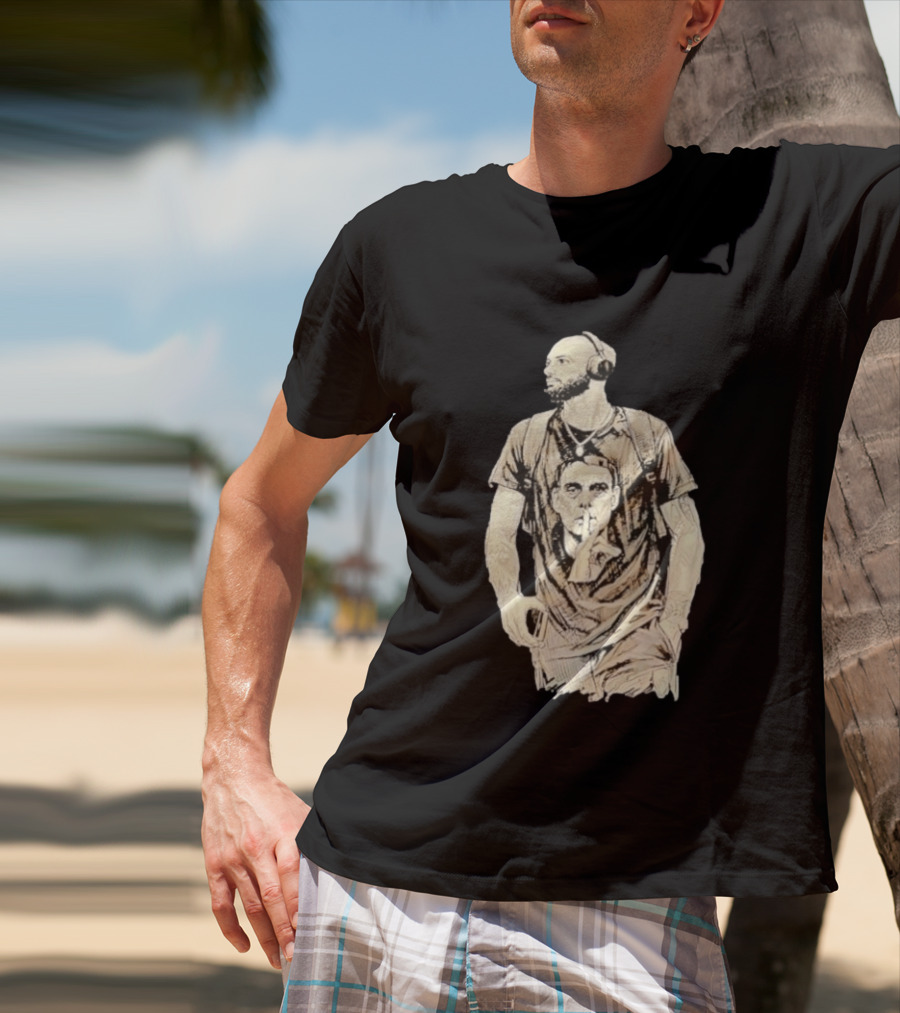 Bearded Man With Headphones And Quiet Gesture T-Shirt