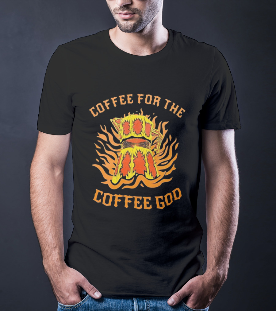 Coffee For The Coffee God Fiery Retro Moka Pot T-Shirt