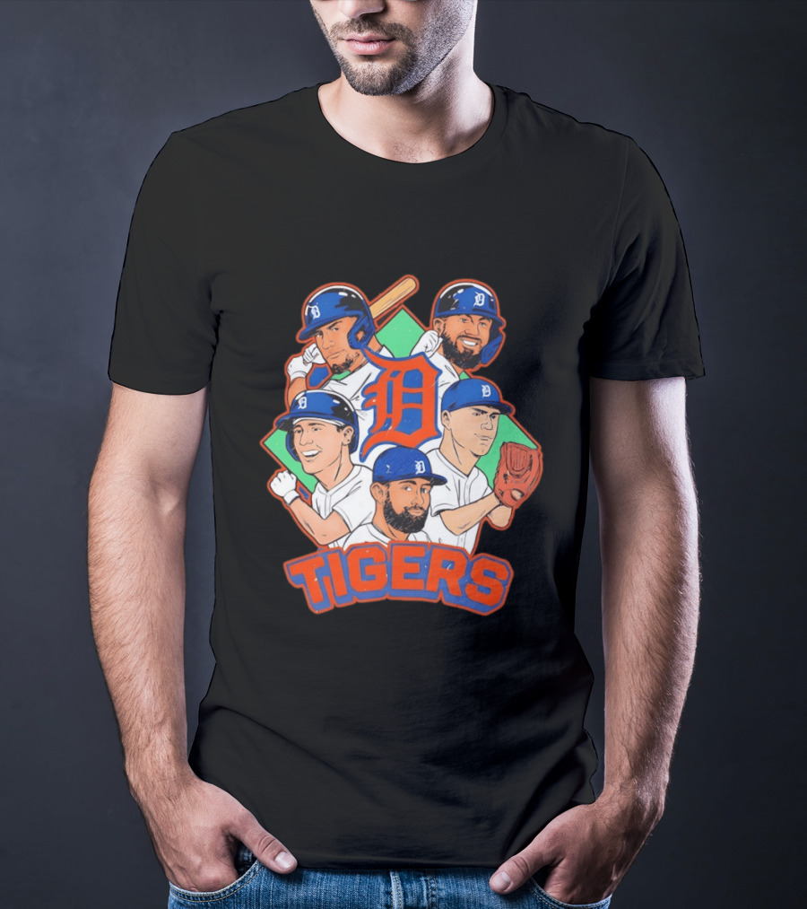 Caricature Tiger Players 2026 Detroit Baseball Big 5 T-Shirt