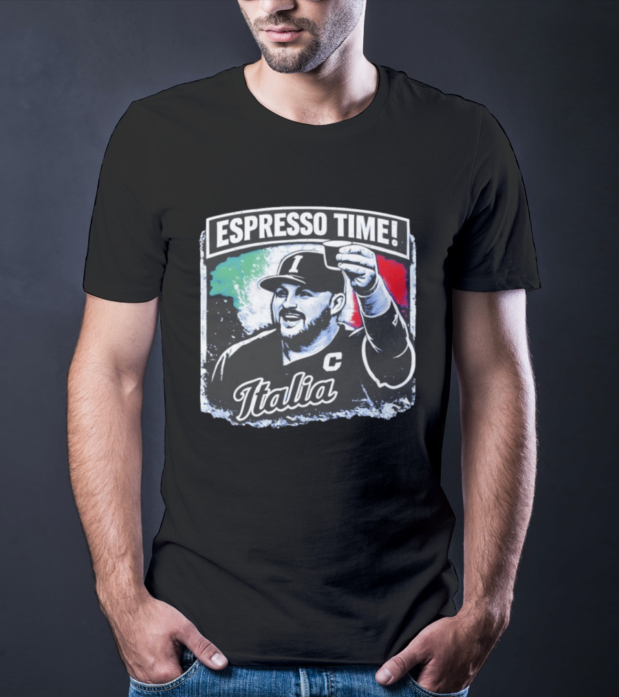 Espresso Time Italia Celebration With Baseball Player And Italian Flag T-Shirt
