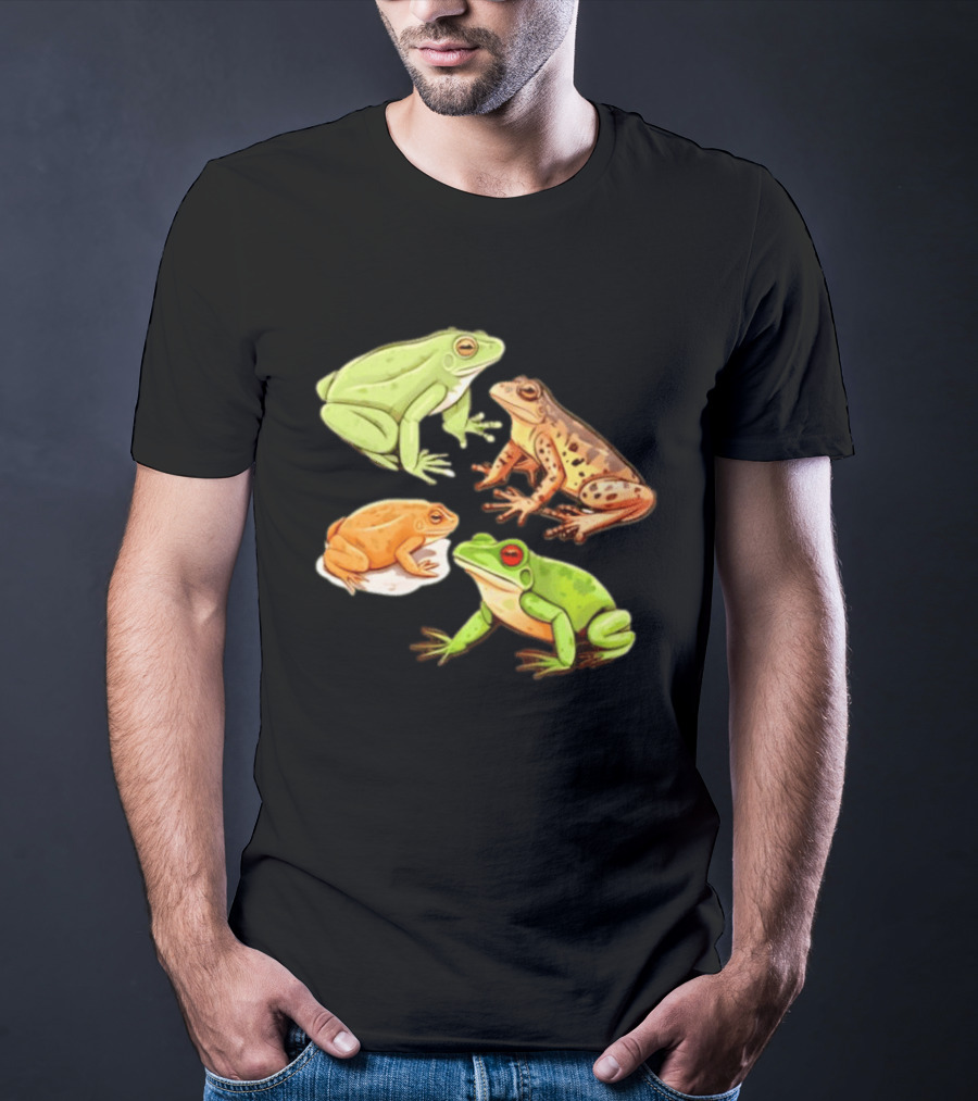 Four Spotted Frogs Vibrant Colors Variety T-Shirt