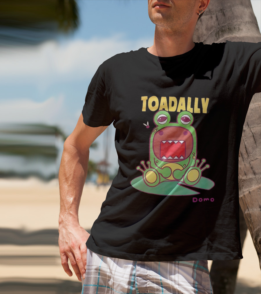 Toadally Domo Cartoon Frog With Red Mouth And Butterfly T-Shirt