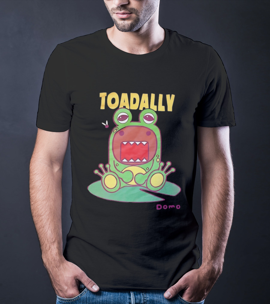 Toadally Domo Cartoon Frog With Red Mouth And Butterfly T-Shirt