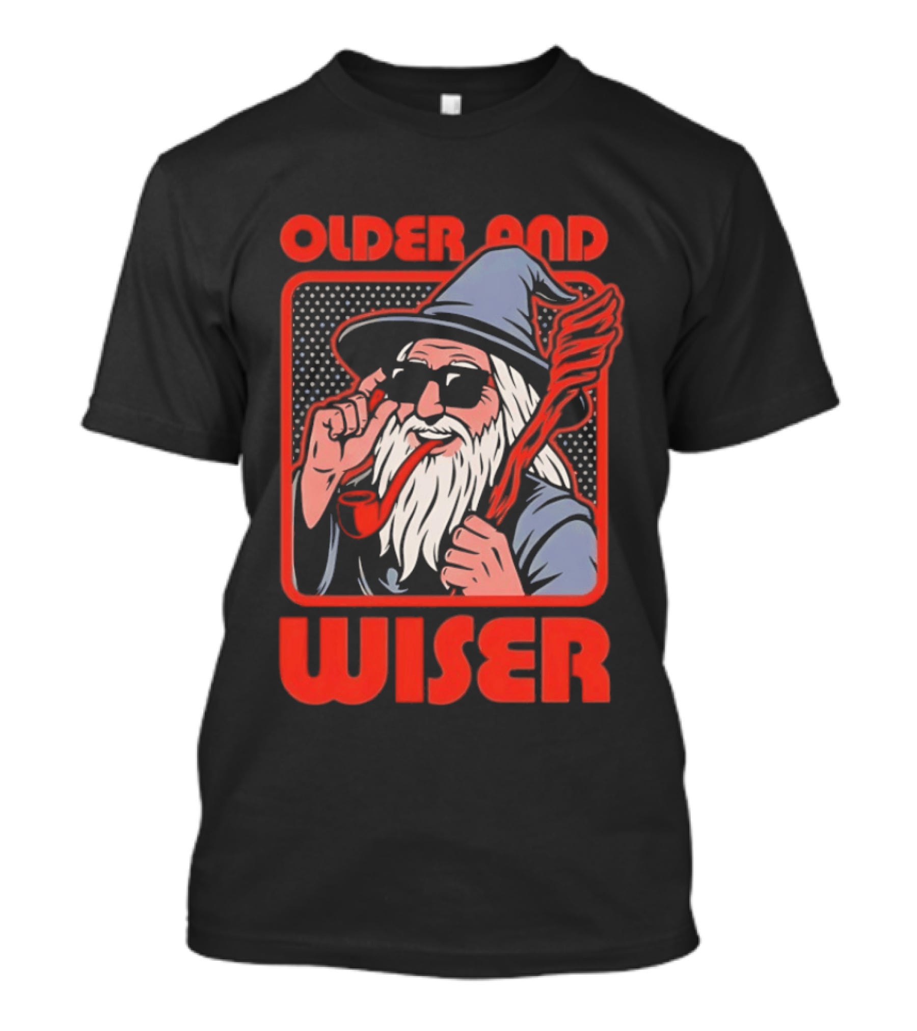 Older And Wiser Gandalf Smoking Pipe And Staff T-Shirt