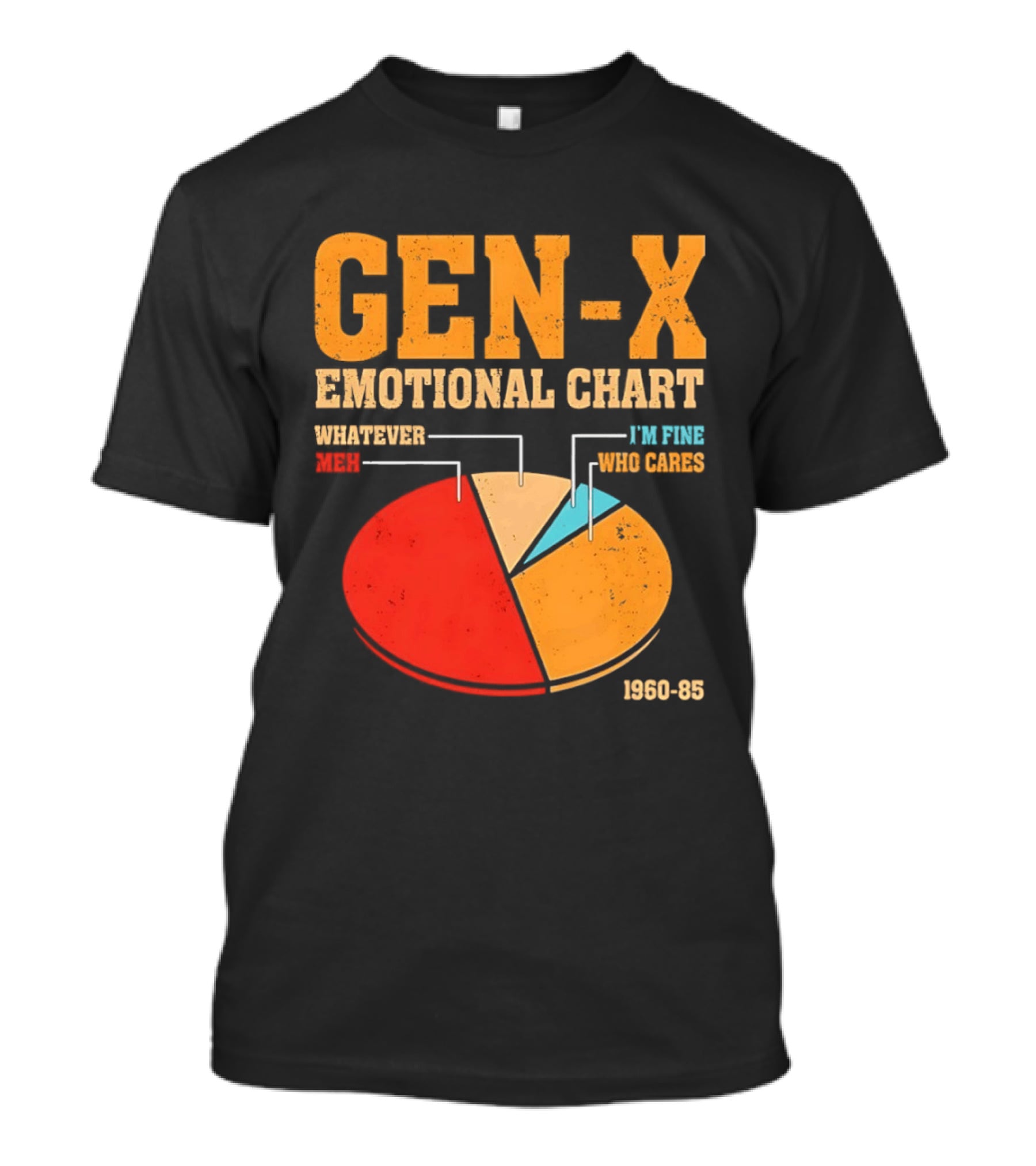 Gen X Emotional Chart Whatever Meh I'm Fine Who Cares 1960 85 T-Shirt