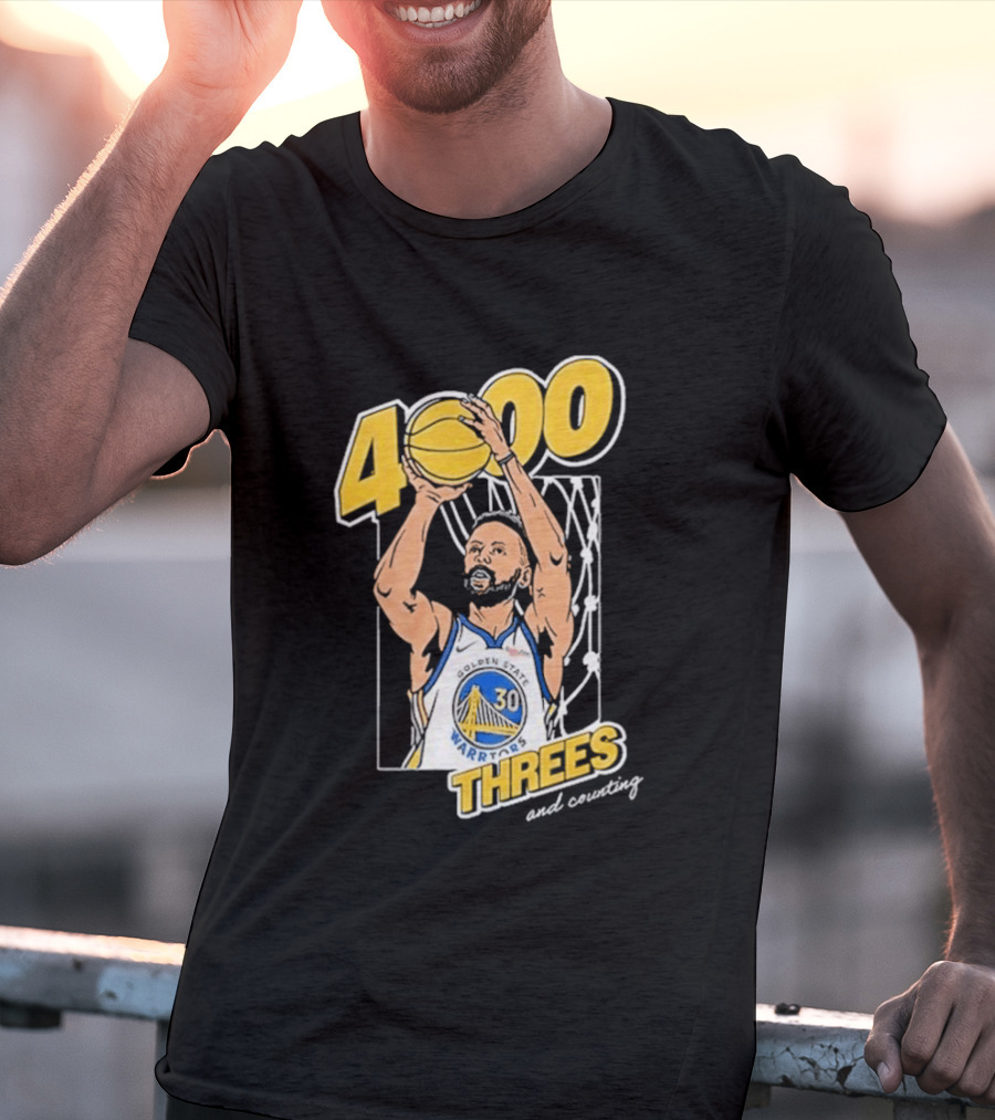 Golden State Warriors Steph Curry 4000 Threes And Counting T-Shirt