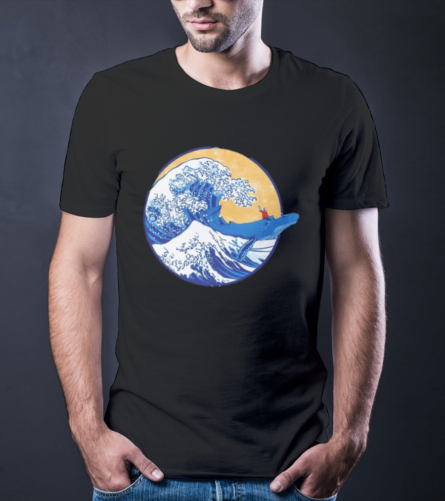 The Great Wave Meets The Great Beast With Whale Rider And Surfing Waves T-Shirt