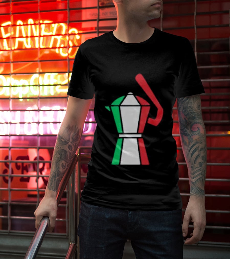Italian Flag Moka Coffee Pot Icon Italy T-Shirt