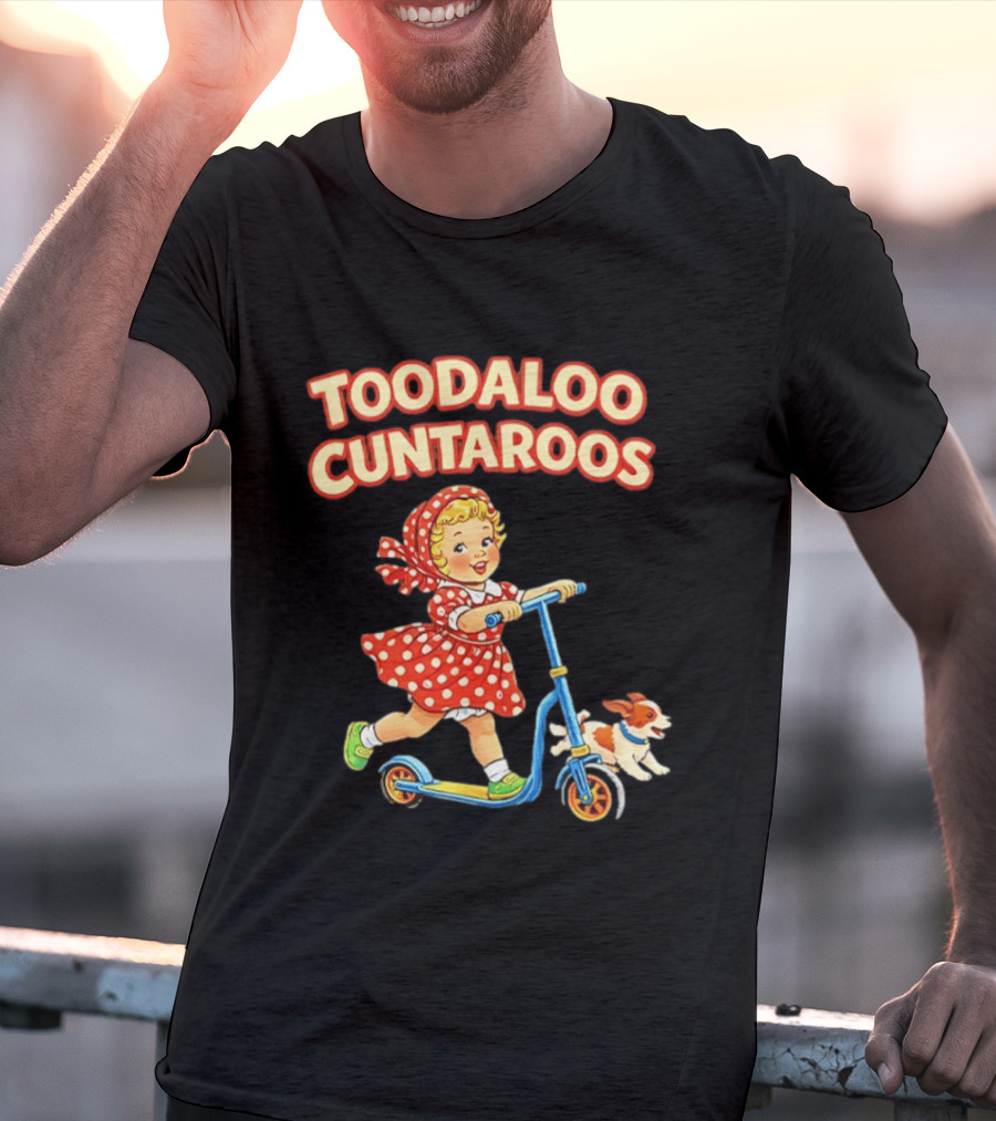 Toodaloo Cuntaroos Little Girl On Scooter With Dog T-Shirt