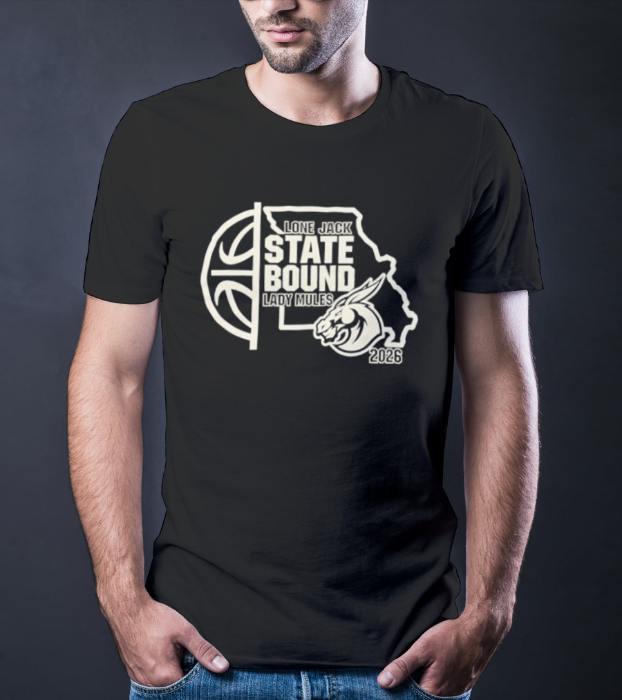 Lone Jack State Bound Lady Mules 2026 Missouri Basketball Map T-Shirt