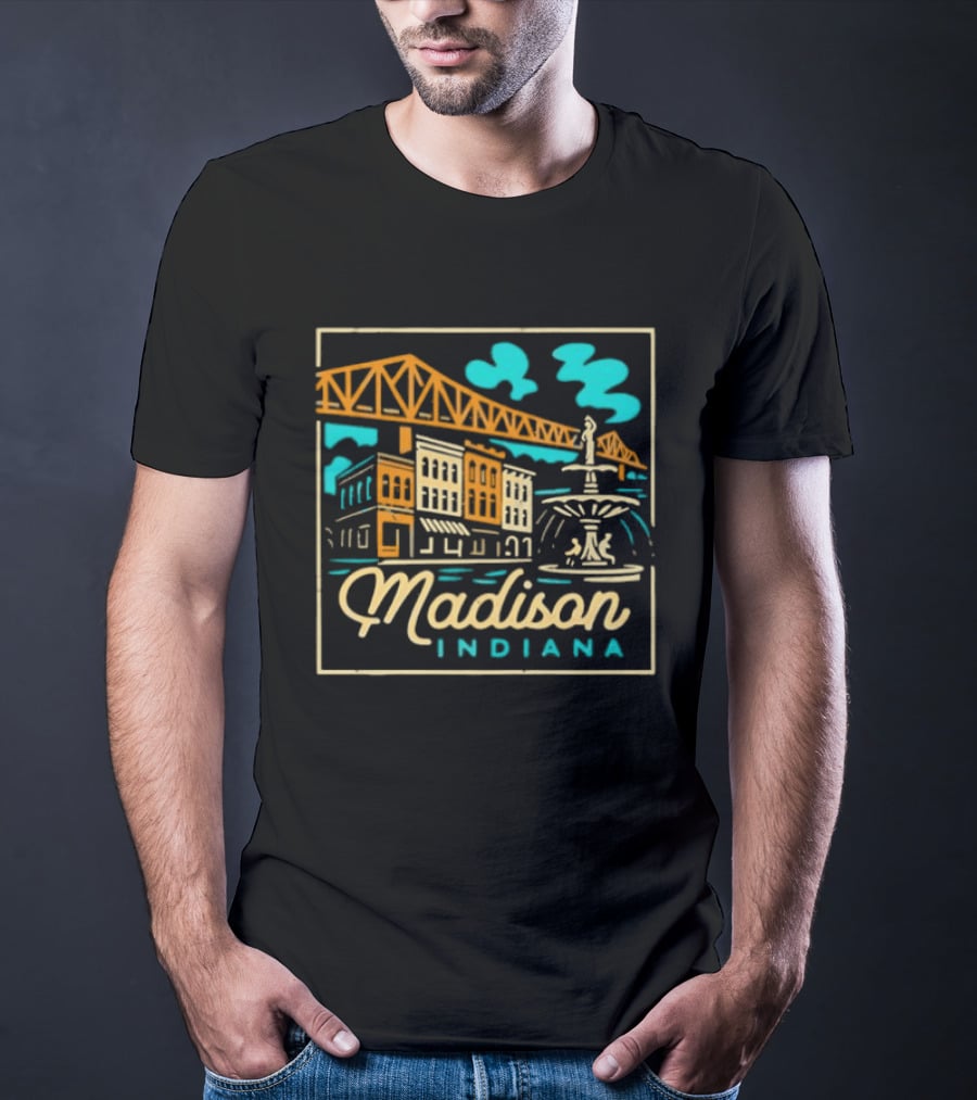 Madison Indiana Broadway Fountain Milton Wright Bridge T-Shirt