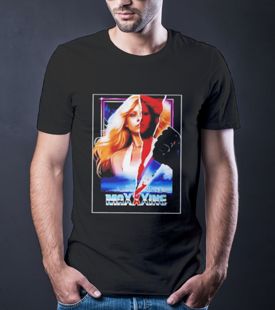 MaXXXine Mia Goth Horror Movie Knife Urban Skyline T-Shirt