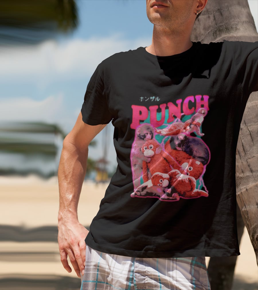 PUNCH Macaque Monkey Plush Collage T-Shirt