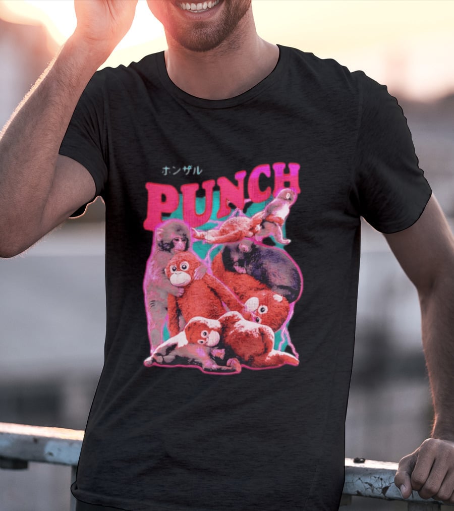 PUNCH Macaque Monkey Plush Collage T-Shirt