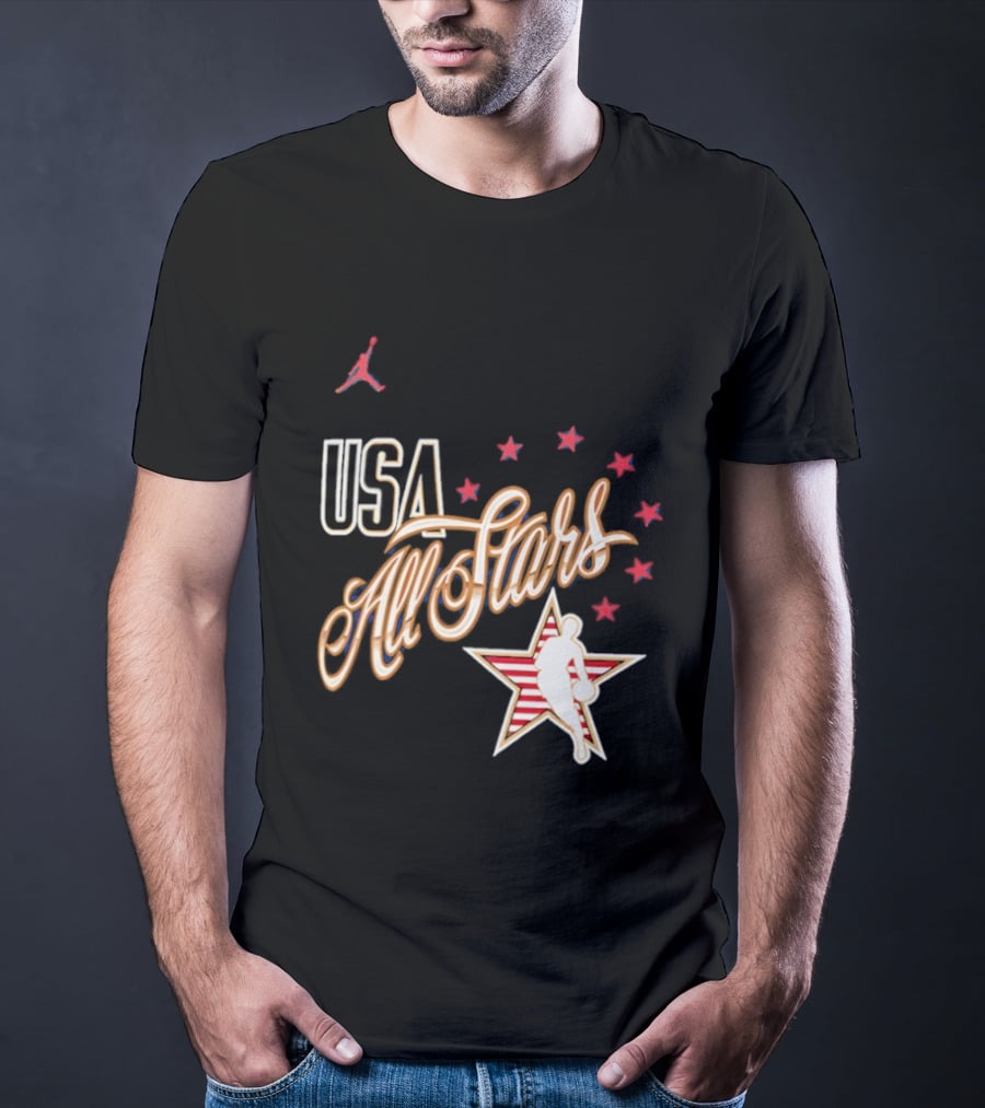 USA All Stars Basketball Red Stars Patriotic T-Shirt