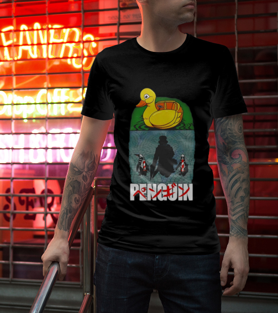 Penguin Oswald Cobblepot Walking Toward Duck Akira T-Shirt