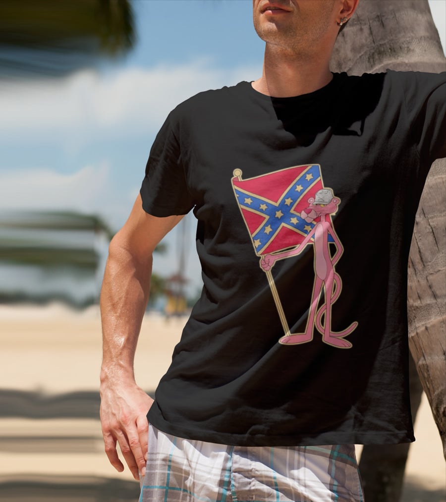 Pink Panther Holding Confederate Flag T-Shirt