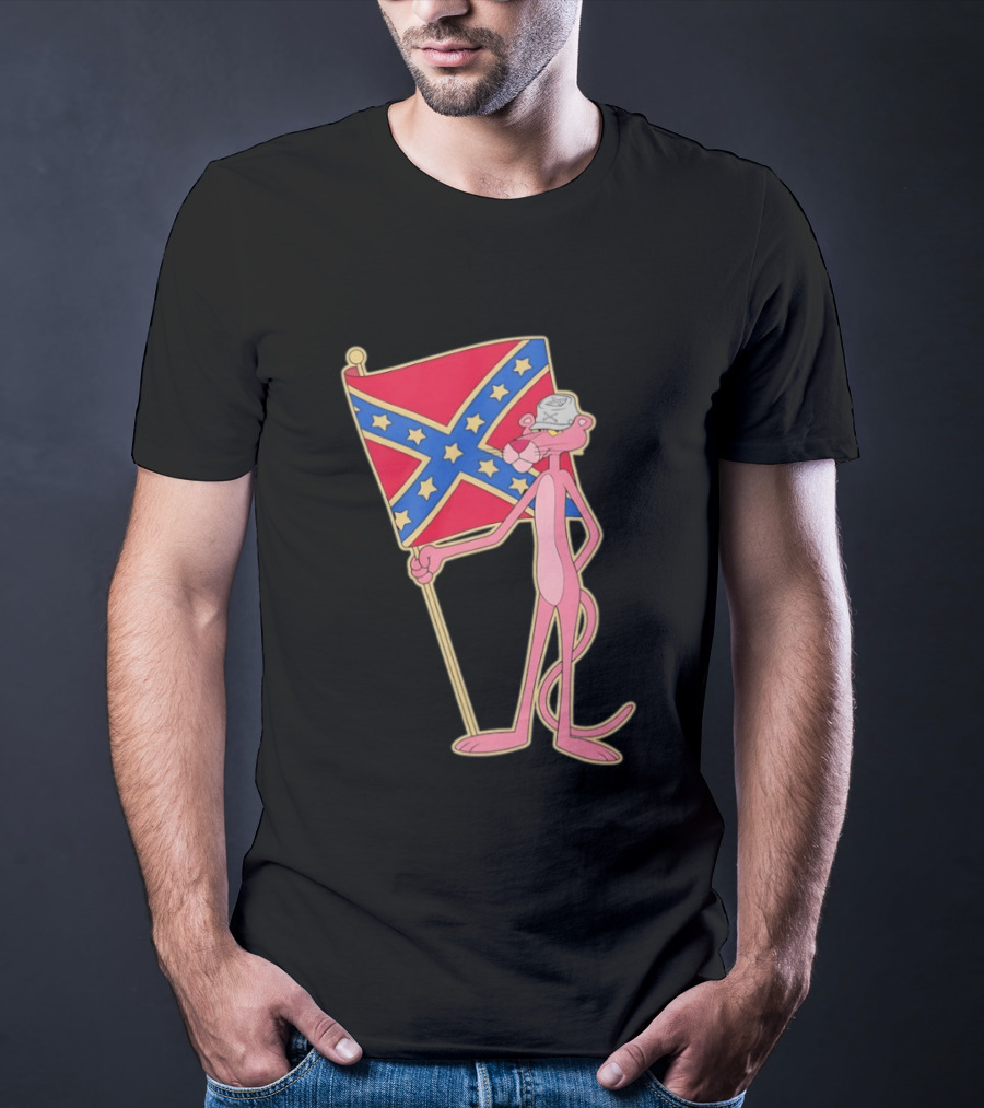 Pink Panther Holding Confederate Flag T-Shirt