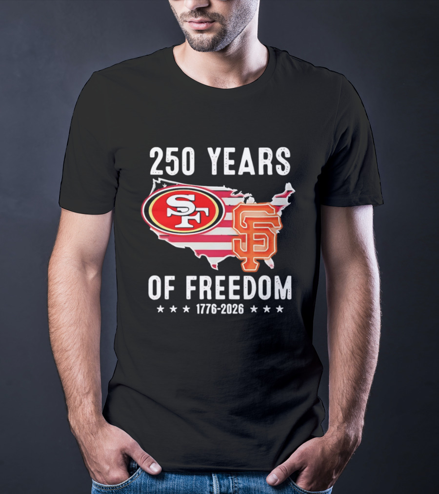 San Francisco 49ers 250 Years Of Freedom 1776 2026 USA Map T-Shirt