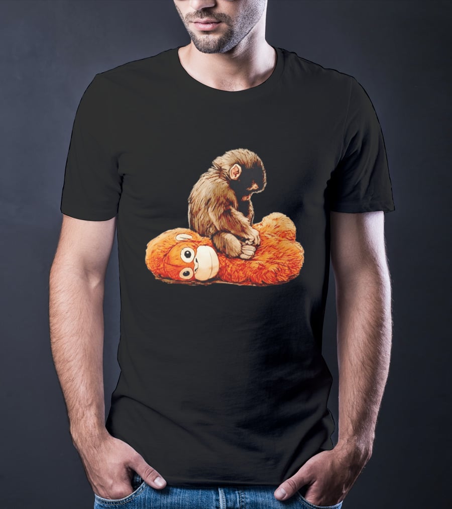 Punch Monkey Sitting On Plush Monkey T-Shirt