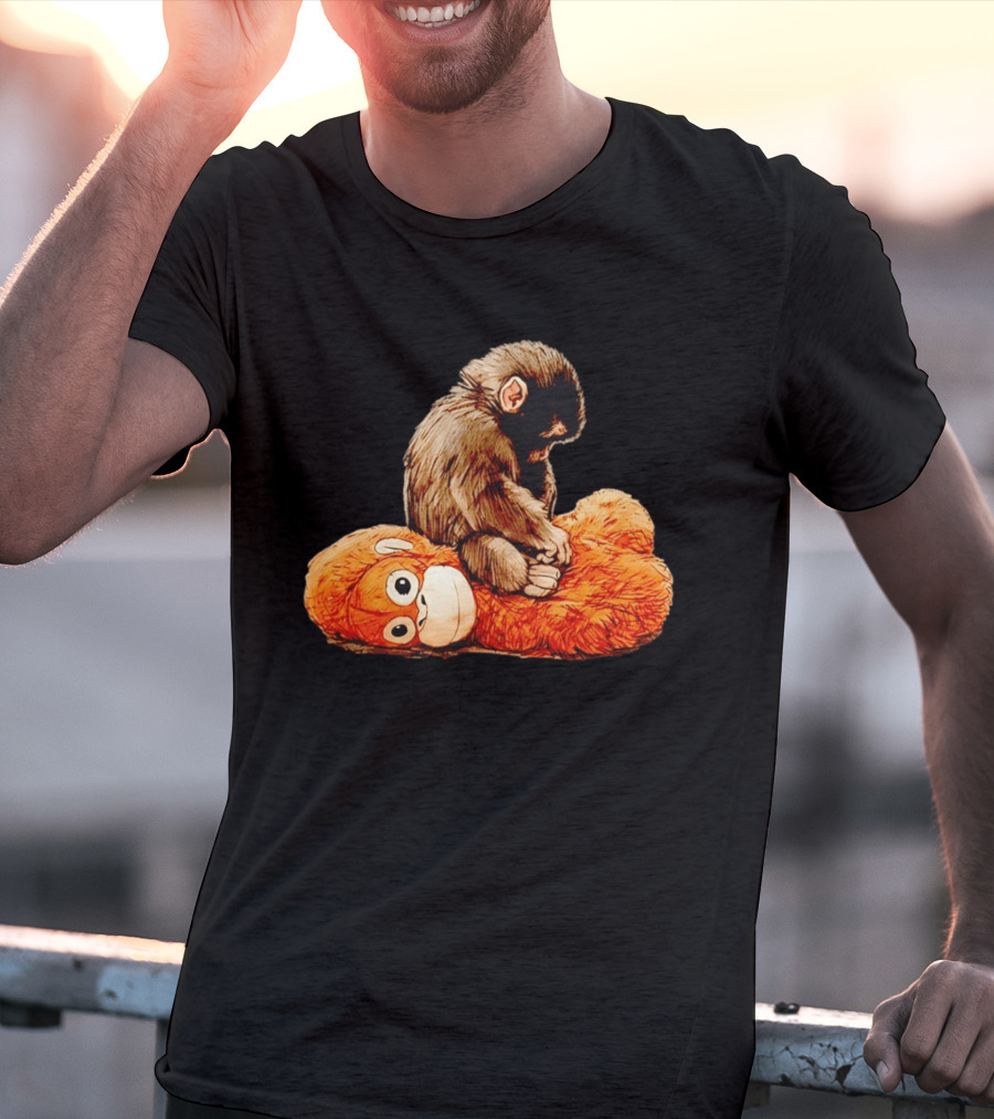 Punch Monkey Sitting On Plush Monkey T-Shirt