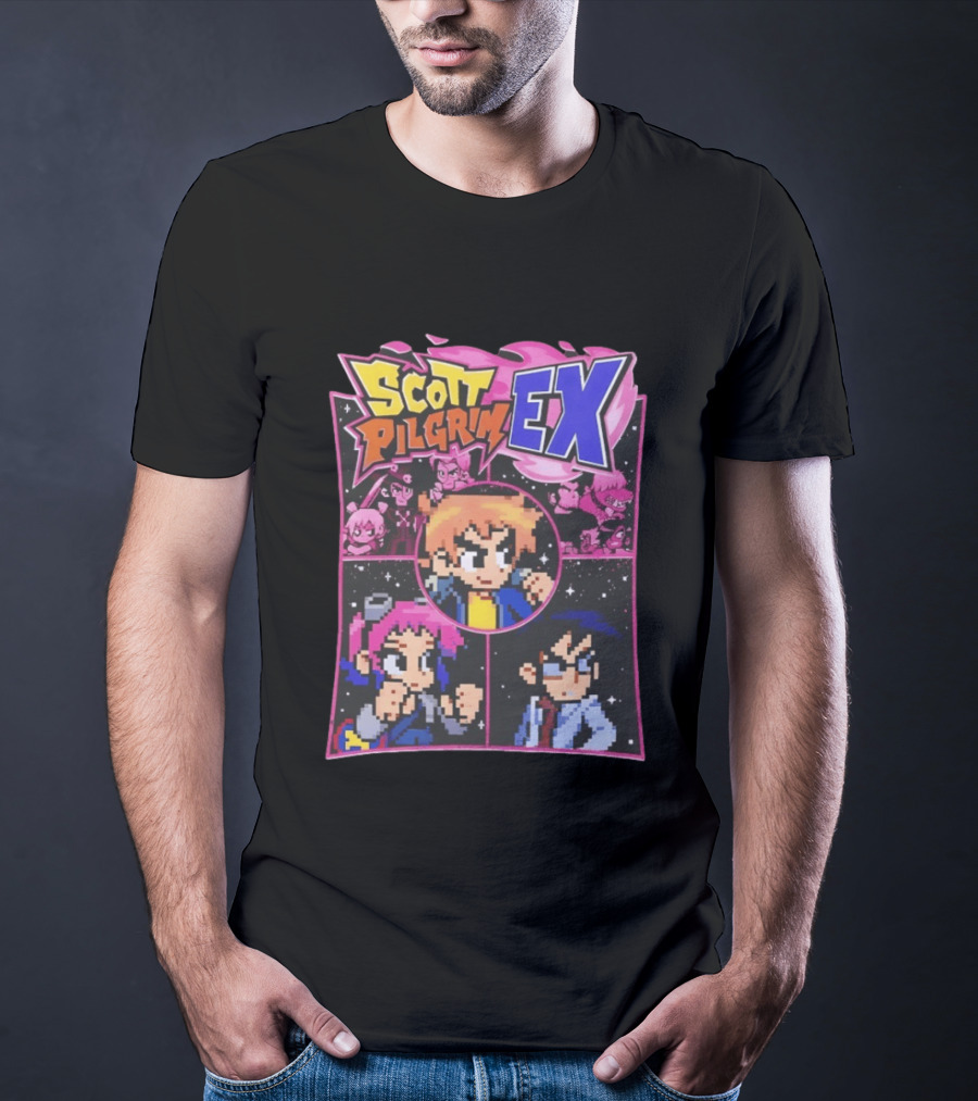Scott Pilgrim EX Pixel Art Character Grid T-Shirt