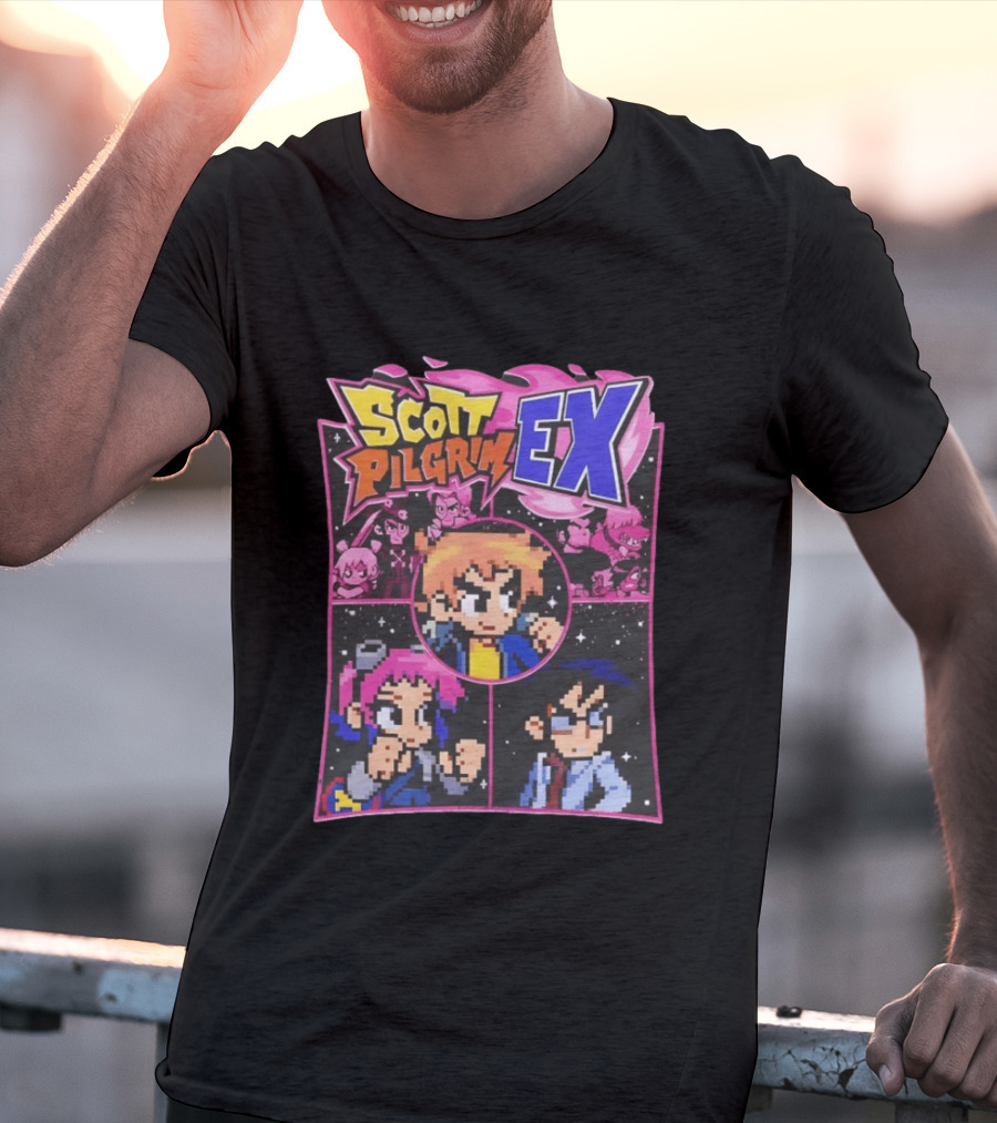 Scott Pilgrim EX Pixel Art Character Grid T-Shirt
