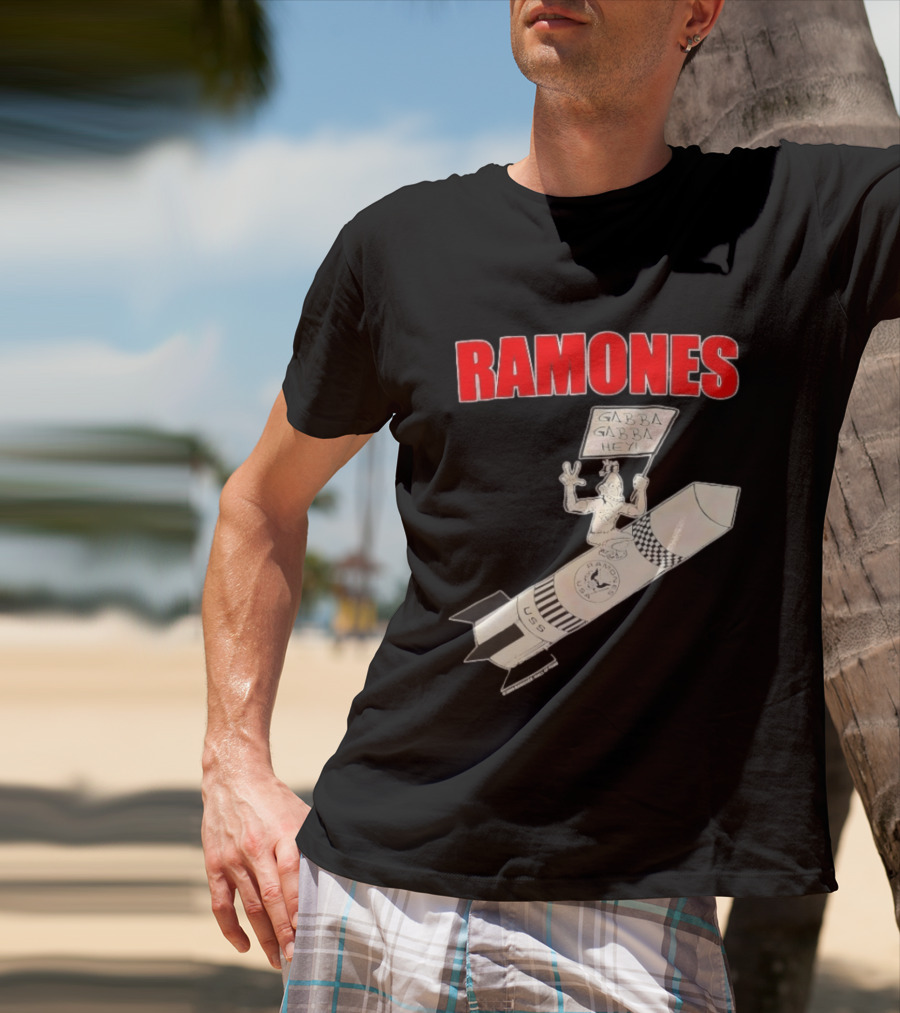 Ramones Gabba Gabba Hey USS Rocket Cartoon T-Shirt
