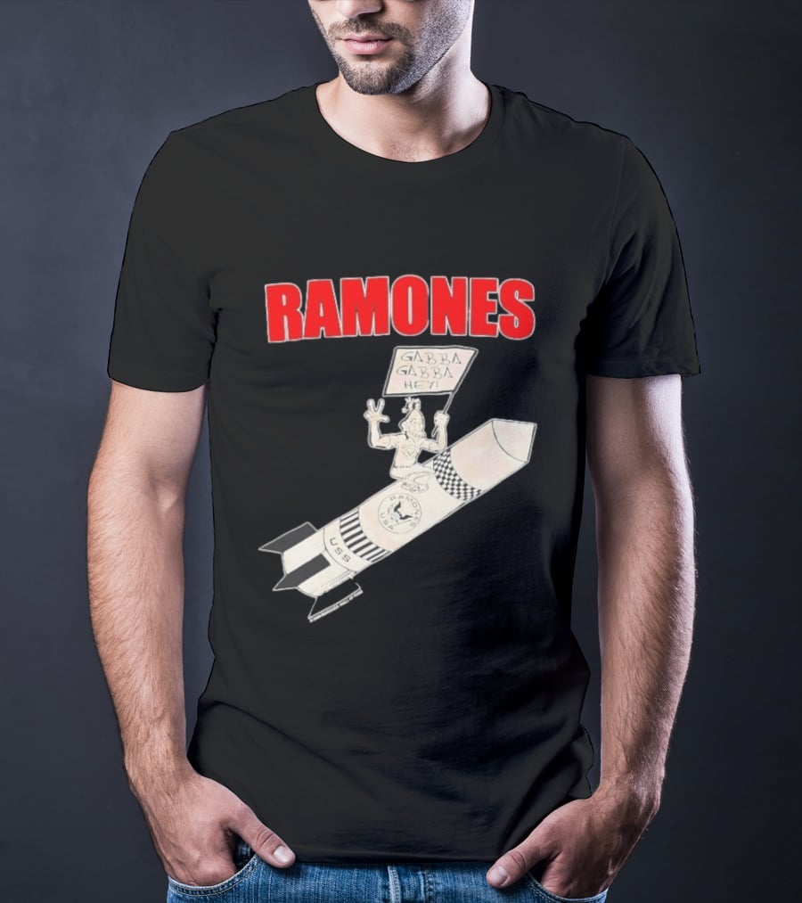 Ramones Gabba Gabba Hey USS Rocket Cartoon T-Shirt