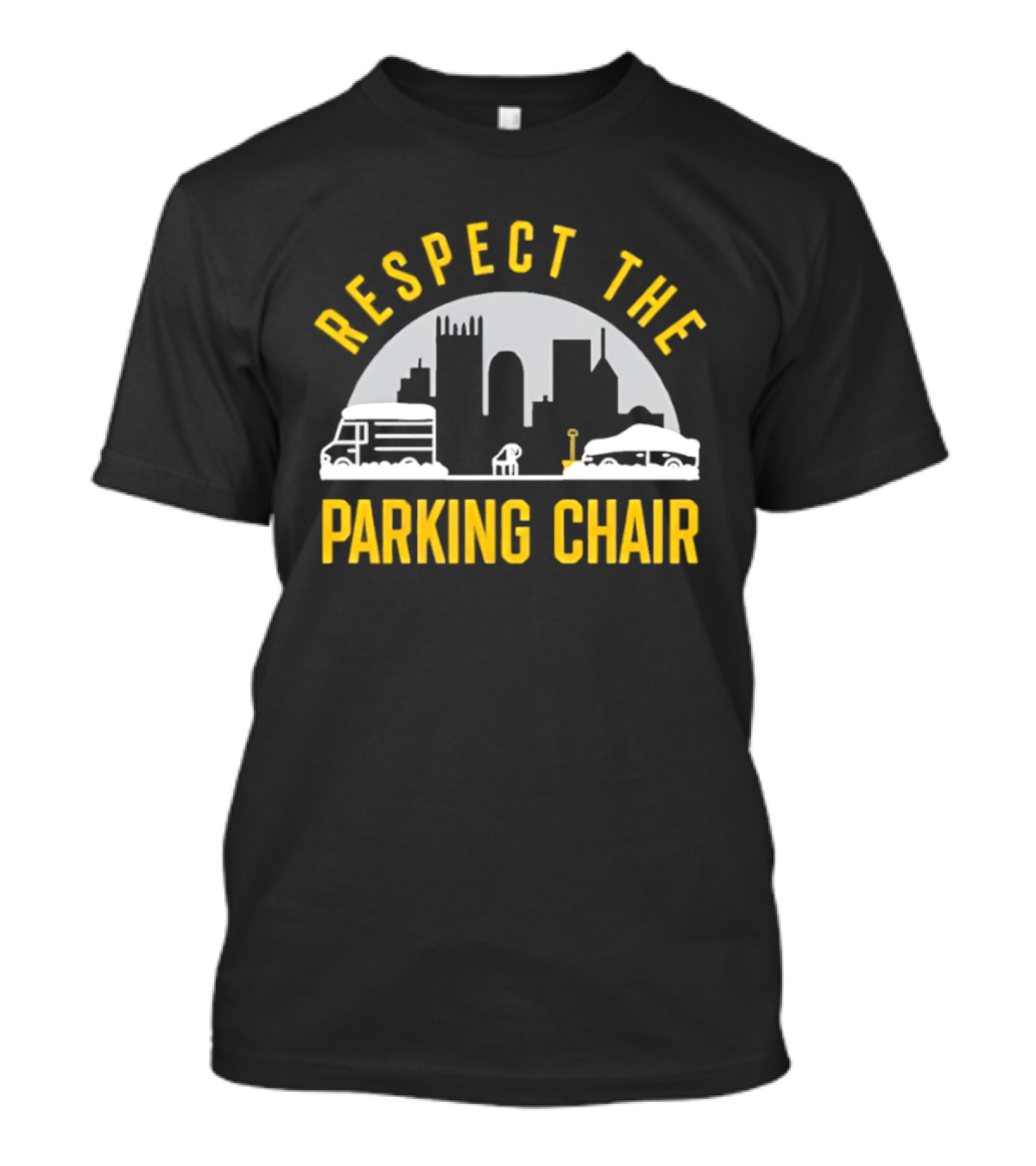 Respect The Parking Chair City Skyline With Iconic Buildings And Chair T-Shirt