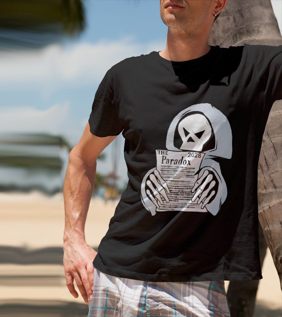 The Paradox Skull Grim Reaper Holding 2023 Newspaper T-Shirt