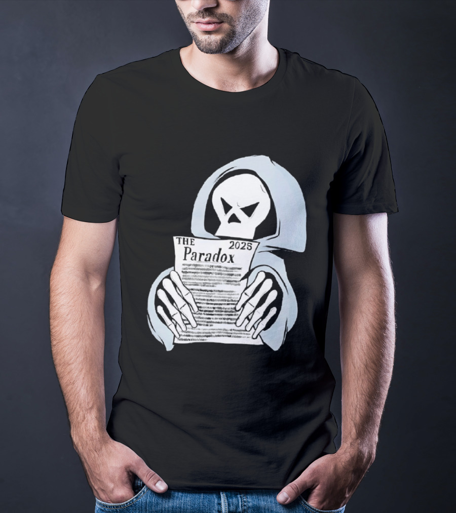 The Paradox Skull Grim Reaper Holding 2023 Newspaper T-Shirt