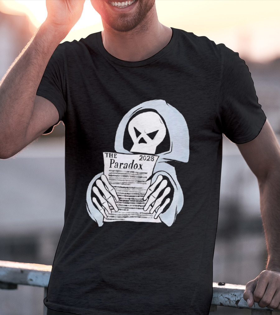 The Paradox Skull Grim Reaper Holding 2023 Newspaper T-Shirt