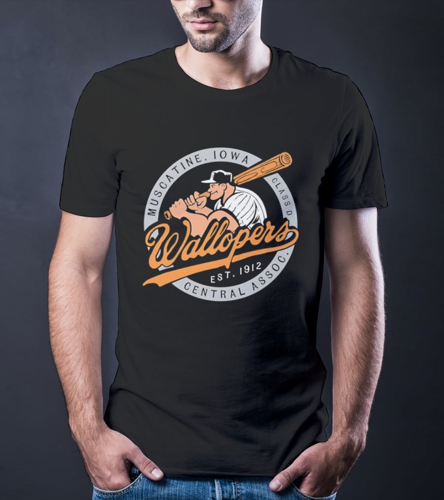 Muscatine Iowa Wallopers Central Assoc Est 1912 Baseball T-Shirt