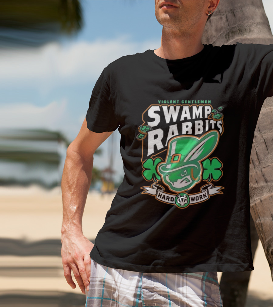 Violent Gentlemen Swamp Rabbits Hard Work Swamp Leprechaun T-Shirt