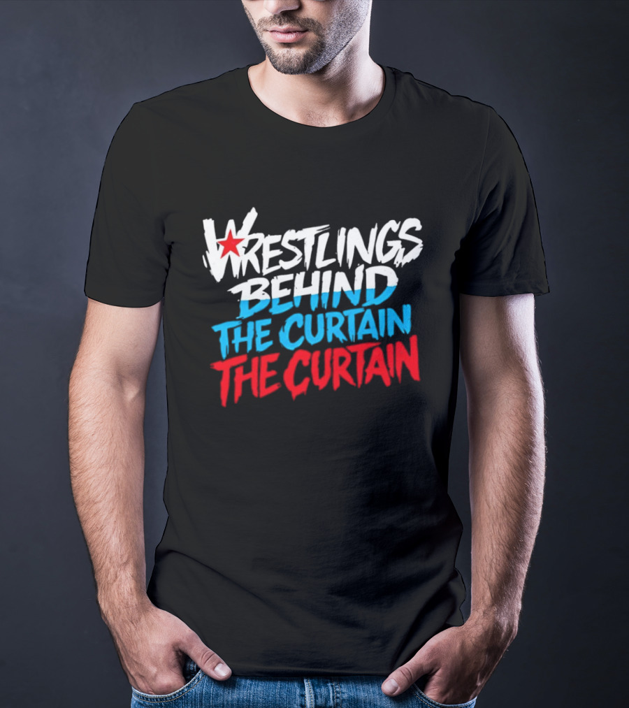 Wrestlings Behind The Curtain Star Logo Blue Red T-Shirt