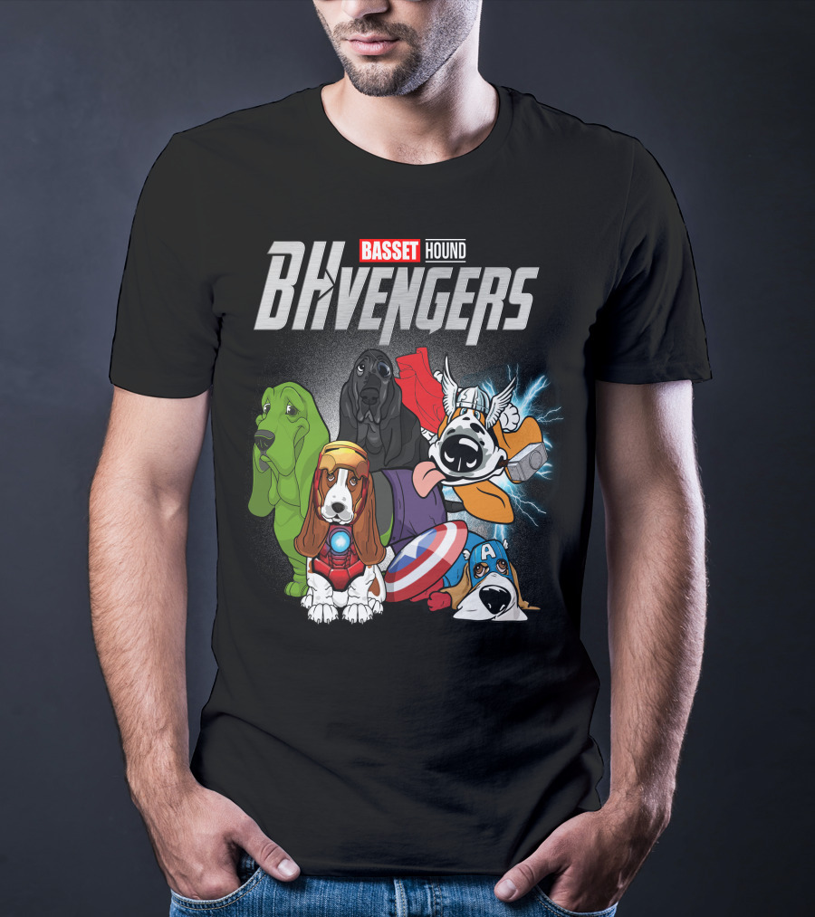 Basset Hound BHvengers Superhero Assembly T-Shirt