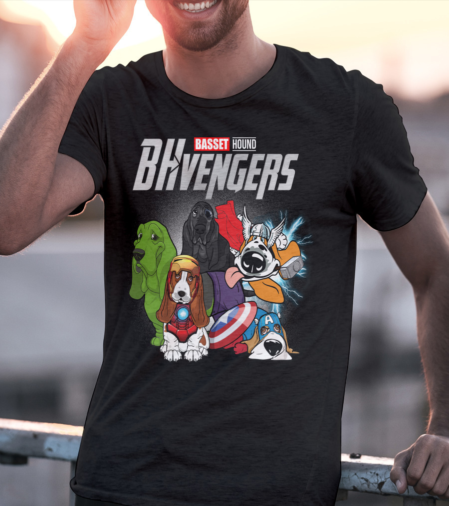 Basset Hound BHvengers Superhero Assembly T-Shirt