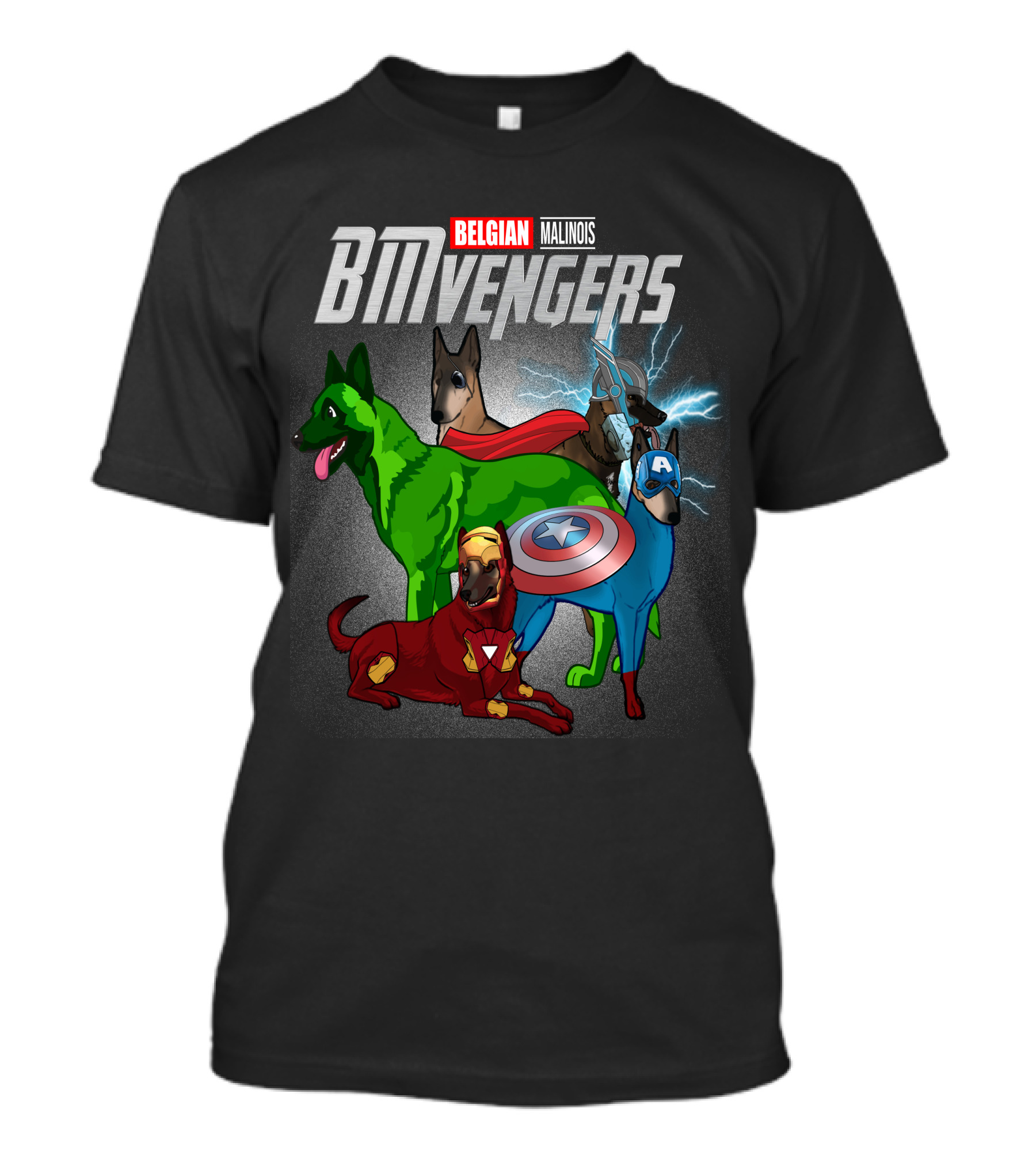 Belgian Malinois BMVengers Superhero Team-Up T-Shirt
