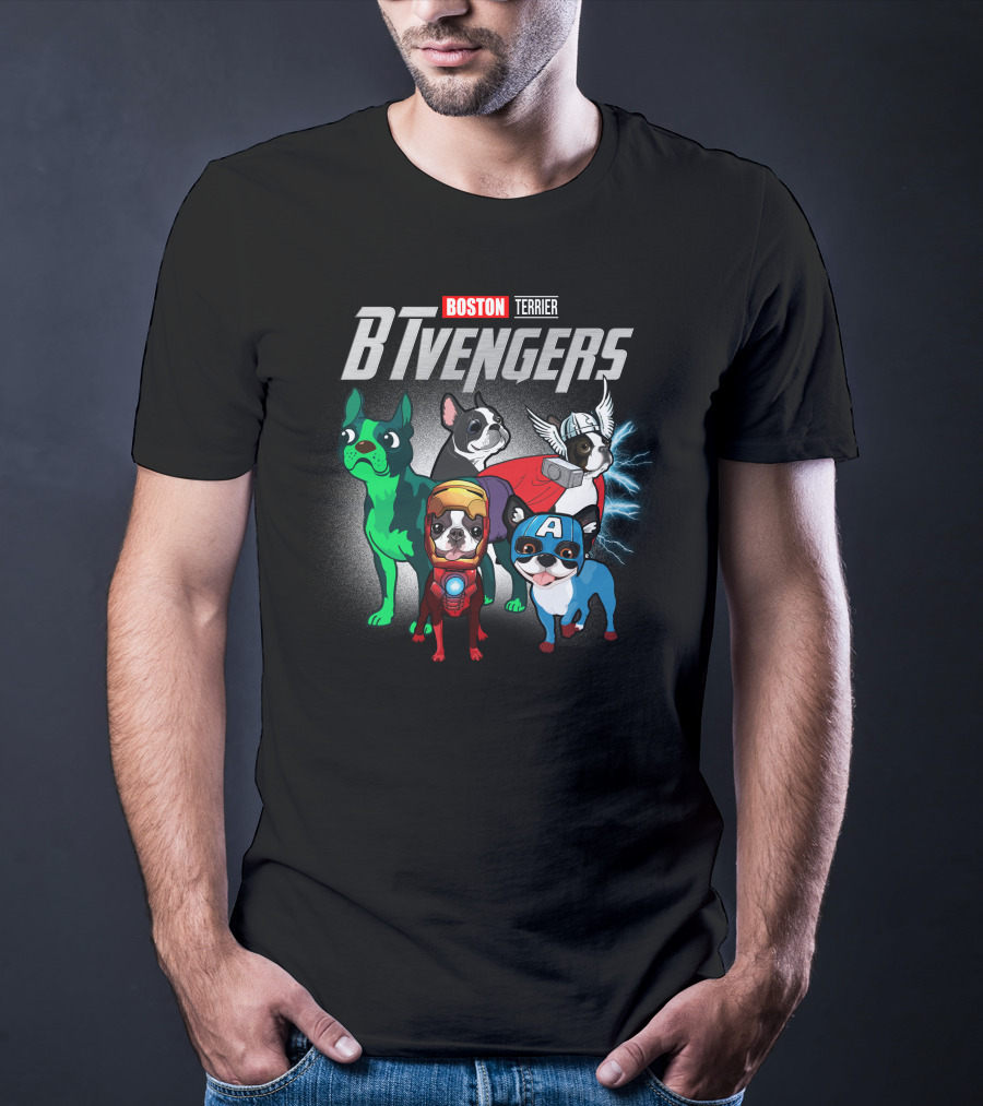 Boston Terrier BTvengers Superhero Dogs T-Shirt