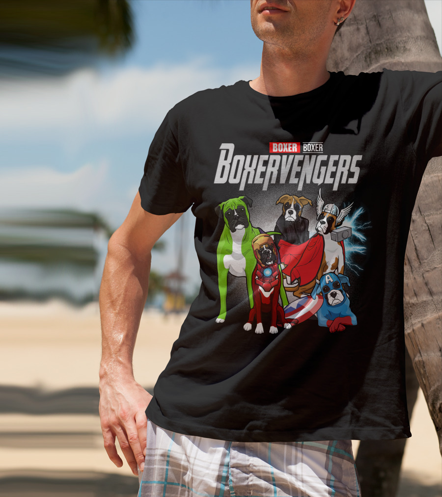 Boxer Boxervengers Marvel-Inspired Heroic Dogs T-Shirt