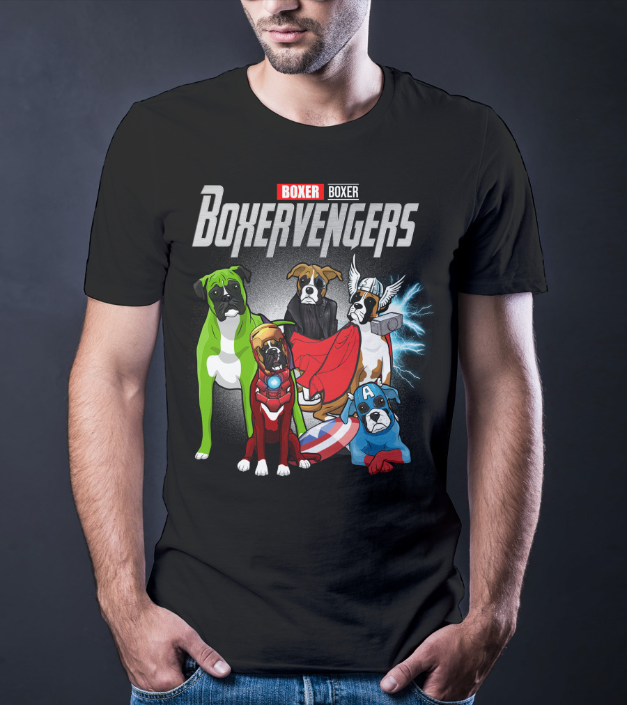 Boxer Boxervengers Marvel-Inspired Heroic Dogs T-Shirt