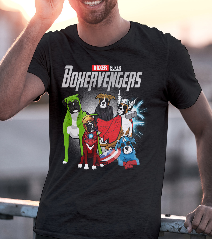 Boxer Boxervengers Marvel-Inspired Heroic Dogs T-Shirt