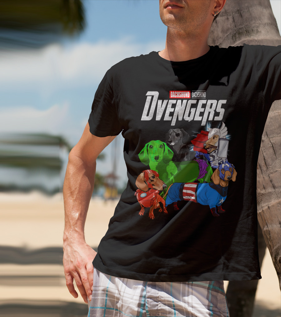 Dachshund Dvengers Dogs In Superhero Costumes T-Shirt